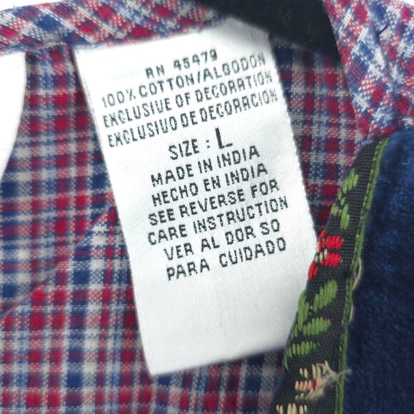 Vintage Casey&Max Cottagecore Quilt Velvet Sewn Floral Plaid Button Down Vest L - Picture 6 of 10